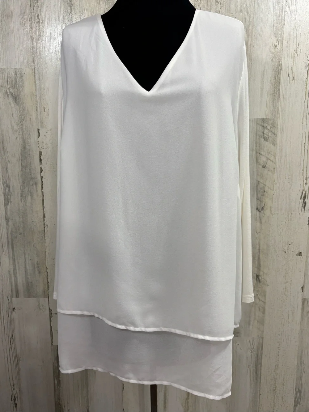Michael Michael Kors Plus Size White V-Neck Layered Top